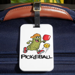 Etiqueta De Bagagem Picles Engraçados Jogando Pickleball