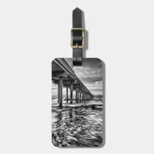 Etiqueta De Bagagem Pier em preto e branco ao amanhecer, Califórnia