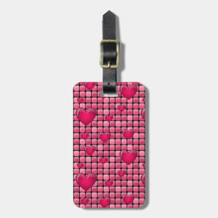 Etiqueta De Bagagem Pilha Rosa Com Corações