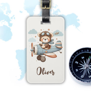 Etiqueta De Bagagem Piloto de Urso de Pelúcia Personalizado