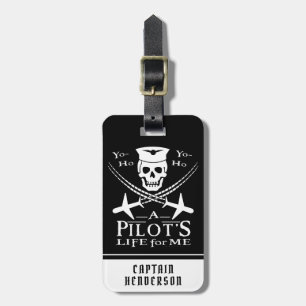 Etiqueta De Bagagem Piloto Funny Skull Aviões Piram Humor  Personaliz