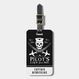 Etiqueta De Bagagem Piloto Funny Skull Aviões Piram Humor| Personaliza