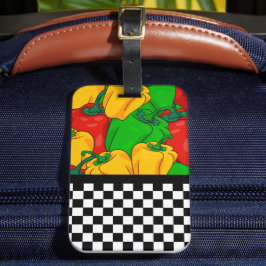 Etiqueta De Bagagem Pimentões tricolados funky e cartão de controlo