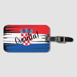 Etiqueta De Bagagem Pincelada Artística Bandeira da Croácia