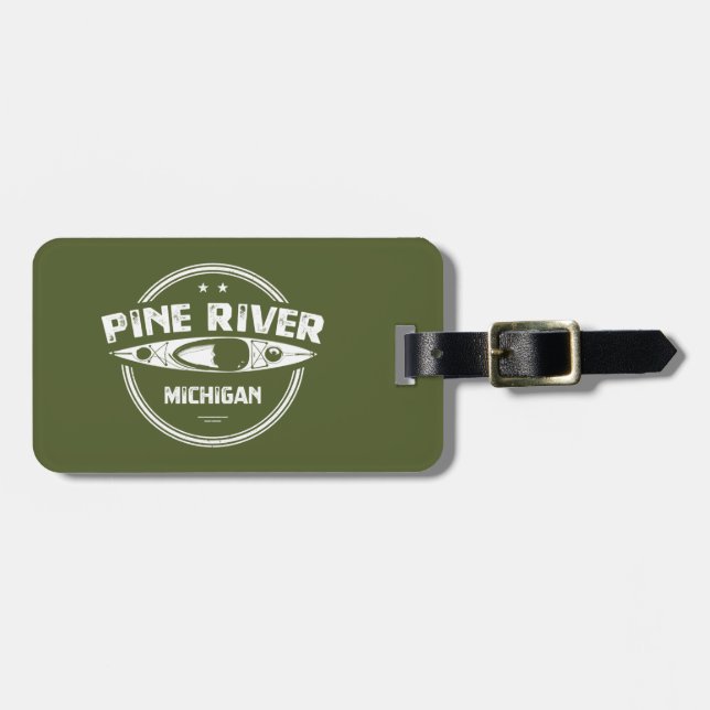 Etiqueta De Bagagem Pine River Michigan Kayaking (Frente Horizontal)