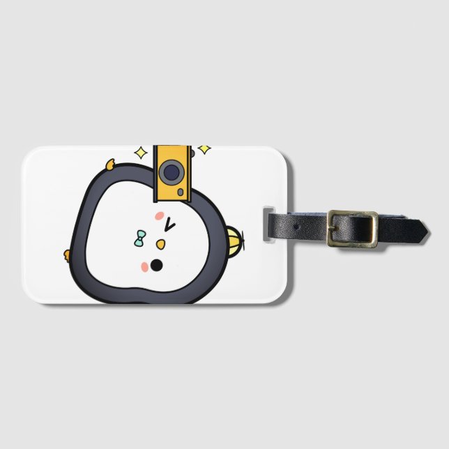 Etiqueta De Bagagem Pinguim, Câmera, Personagem (Frente Horizontal)