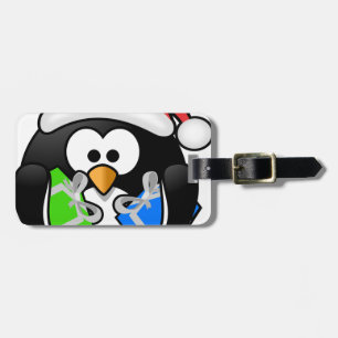 Etiqueta De Bagagem Pinguim com presentes