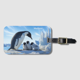Etiqueta De Bagagem Pinguins de Cubo de Nome Personalizado