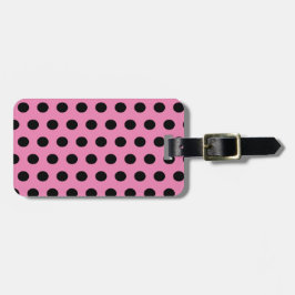 Etiqueta De Bagagem Pink and Black Polka Dots