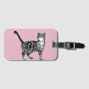 Etiqueta De Bagagem Pink Baby Tablet Cat Art Cats Lujice Tag