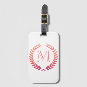 Etiqueta De Bagagem Pink Laurel Wreath Monogram