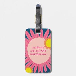 Etiqueta De Bagagem Pink Orange Daisy Flower PERSONALIZADA INICIAIS