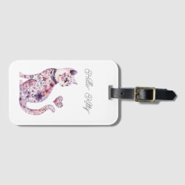 Etiqueta De Bagagem Pink Purple Blush Flowers Heart Love Cat Birthday