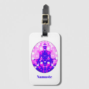 Etiqueta De Bagagem Pink Sentado Yoga Pose Namaste