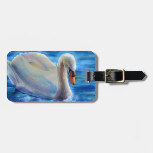 Etiqueta De Bagagem Pintor aquoso branco do cisne