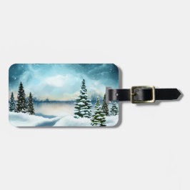 Etiqueta De Bagagem Pintor Cênico Winter Wonderland Watercolor