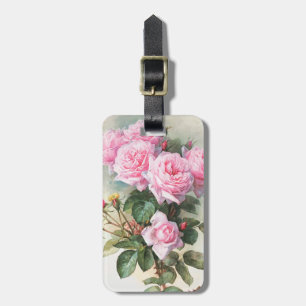 Etiqueta De Bagagem Pintura cor-de-rosa dos rosas do vintage