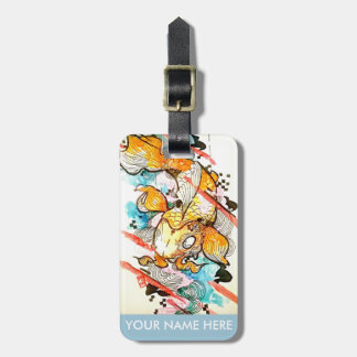 Etiqueta De Bagagem Pintura da arte da aguarela dos peixes de Koi do