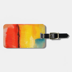 Etiqueta De Bagagem Pintura de Abstrato Amarelo Vermelho Moderno