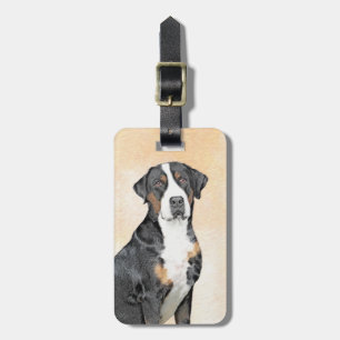 Etiqueta De Bagagem Pintura de Cachorro da Grande Montanha Suíça - A