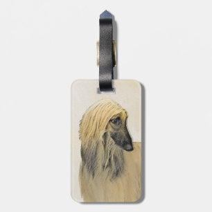 Etiqueta De Bagagem Pintura De Cães Afegã - Arte De Cachorro Origina