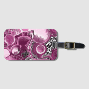 Etiqueta De Bagagem Pintura de cor rosa, magenta e flúidos pretos