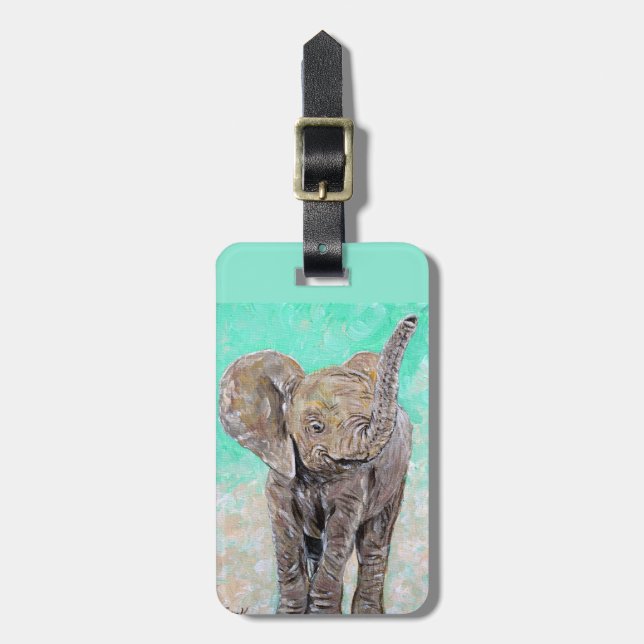 Etiqueta De Bagagem Pintura de elefante bebê (Frente Vertical)