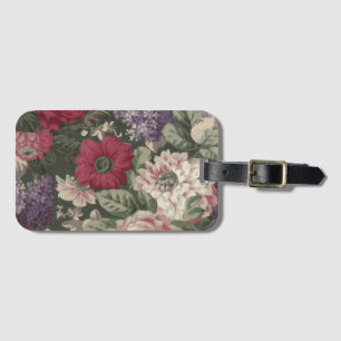 Etiqueta De Bagagem Pintura de flores vintage vermelho rosa azul branc