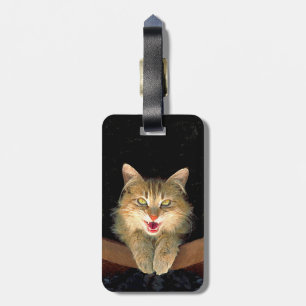 Etiqueta De Bagagem Pintura De Gatos Loucos - Arte De Gato Original Bo