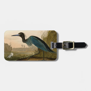 Etiqueta De Bagagem Pintura de Heron Audubon com Crane Azul