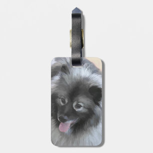 Etiqueta De Bagagem Pintura de Keeshond Bailey - Arte de Cachorro Orig