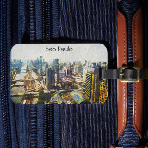 Etiqueta De Bagagem Pintura de paisagem urbana paulistana