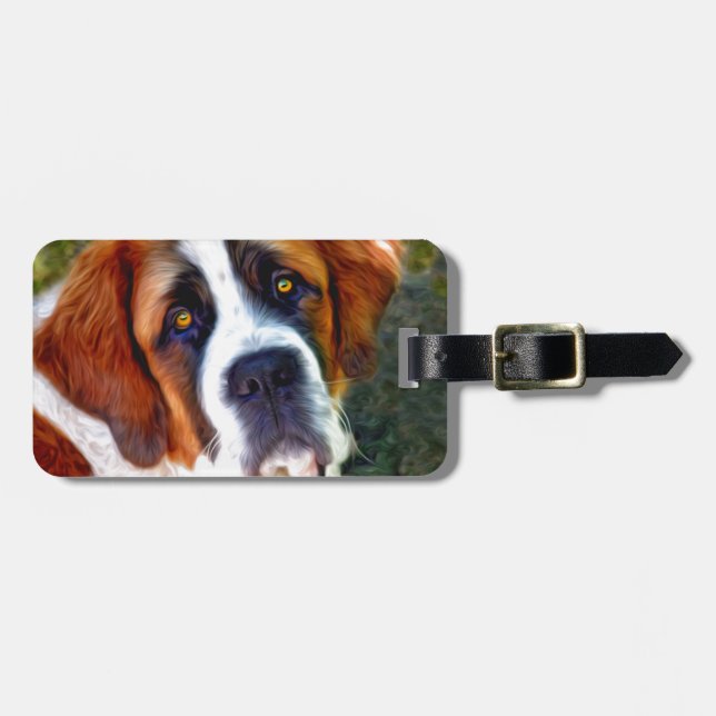 Etiqueta De Bagagem Pintura do cão de St Bernard (Frente Horizontal)