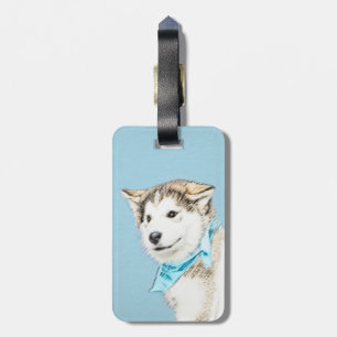 Etiqueta De Bagagem Pintura do filhote de cachorro do rouco Siberian -
