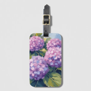 Etiqueta De Bagagem Pintura em Aquarela Floral Hortênsias Roxas