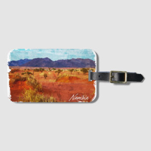 Etiqueta De Bagagem Pintura em Aquarela Panorama da Paisagem da Namíbi