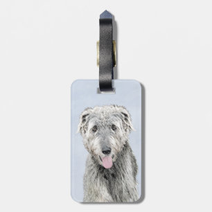 Etiqueta De Bagagem Pintura em Wolfhound Irlandês - Arte Cão Origina