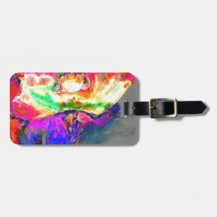 Etiqueta De Bagagem pintura floral cor-de-água rosa abstrato