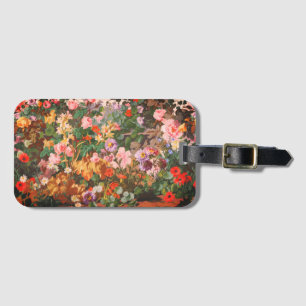 Etiqueta De Bagagem Pintura floral de flores coloridas vintage