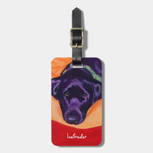 Etiqueta De Bagagem Pintura preta personalizada de Labrador
