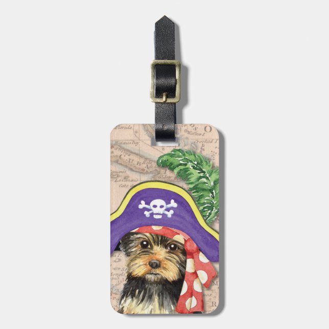 Etiqueta de Bagagem Pirata Yorkie (Frente Vertical)