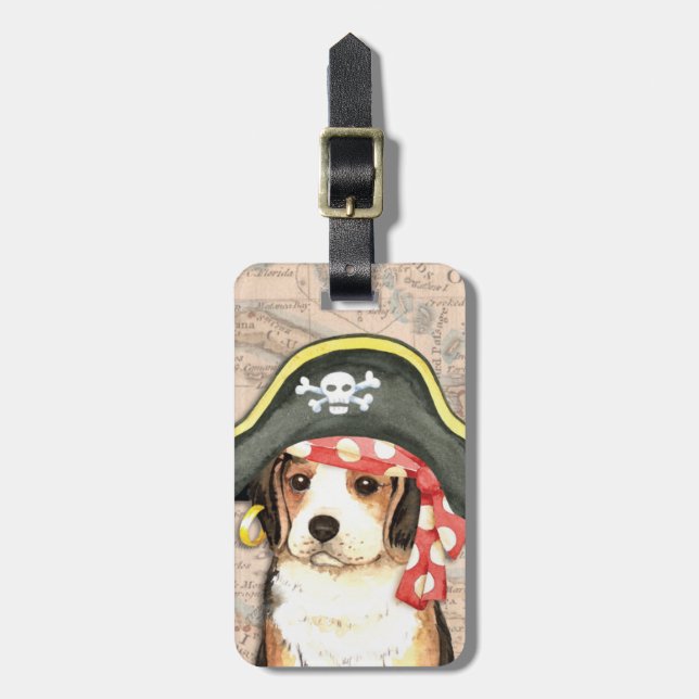 Etiqueta De Bagagem Pirate Hat Beagle (Frente Vertical)