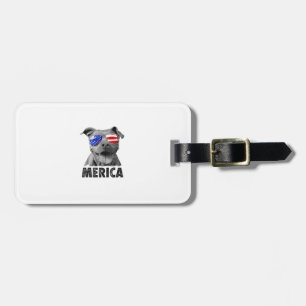 Etiqueta De Bagagem Pit Bull 4 de julho Merica Men American Flag Sung