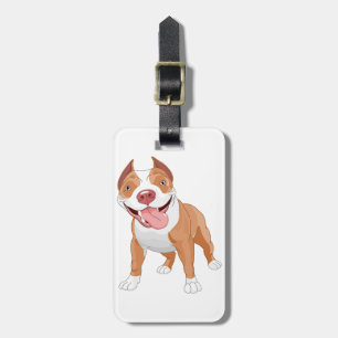 Etiqueta De Bagagem Pit Bull Sorridente Feliz