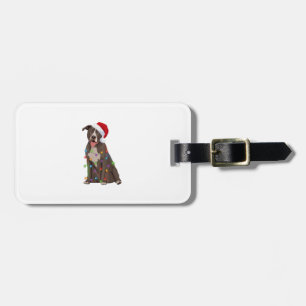 Etiqueta De Bagagem Pittie Pitbull Natal Luzes Xmas Cachorro Lover