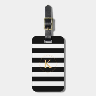 Etiqueta De Bagagem PixDezines CHIC BLACK+STRIPES BRANCOS /CORES DIY