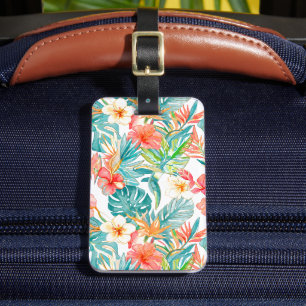 Etiqueta De Bagagem PixDezines Vintage Pastel H2 Havaí Folhagem Floral