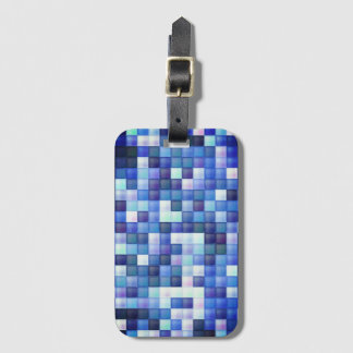 Etiqueta De Bagagem Pixels de Jogo de Vídeo Padrão Quadrado Azul