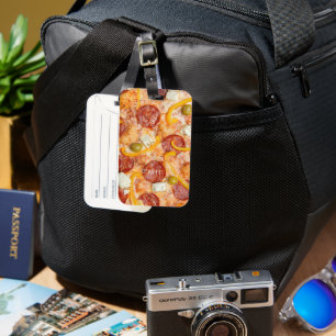 Etiqueta De Bagagem PIZZA do monograma personalizado