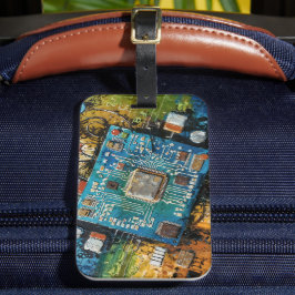 Etiqueta De Bagagem Placa-Mãe - Arte Tecnológica Abstrata de Computado